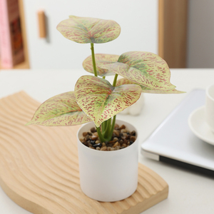 Pianta Bonsai Artificiale in Plastica, Piccola Decorazione in <span class=keywords><strong>Vaso</strong></span> con <span class=keywords><strong>Fiori</strong></span> Realistici Verdi per San Valentino e Halloween - Product Image 1