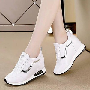 Sneakers <span class=keywords><strong>sportive</strong></span> nere alla moda <span class=keywords><strong>con</strong></span> lacci, <span class=keywords><strong>zeppa</strong></span> nascosta, plateau rialzato, traspiranti, <span class=keywords><strong>con</strong></span> strisce metalliche, <span class=keywords><strong>scarpe</strong></span> casual da donna - Product Image 5