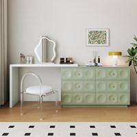 Table de toilette de style minimaliste moderne avec tiroirs rétractables, meuble de rangement d'angle en bois massif intégré.