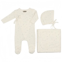 Nouveau-né bébé fille velours Onesie combinaison de nuit décontracté coton Footie barboteuse ceinture fermeture vêtements pour bébés Set-3pcs pour 0-3 automne