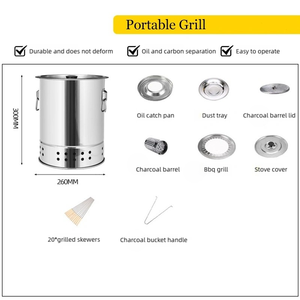 Barbecue au charbon de bois sans fumée haute température avec 28 brochettes, un barbecue professionnel en acier inoxydable pour le camping et l'extérieur - Product Image 2
