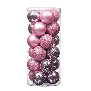 Heißer Verkauf Kunststoff Rosa Glitter Weihnachten Dekoration Weihnachten Ball PVC Rohr