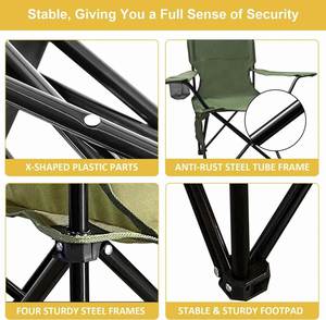Silla Plegable Portátil de Metal y Tela Oxford para Camping, con Portavasos y Bolsa Refrigerante, Capacidad de 150 kg, Muebles de Exterior para Playa y Pesca - Product Image 4