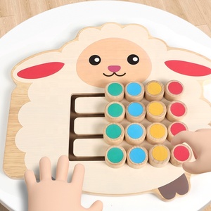 Jeu de tri des couleurs des animaux en bois Montessori double face, <span class=keywords><strong>puzzle</strong></span> de logique avec tableau de dessin, jouet pour développer la motricité fine - Product Image 3