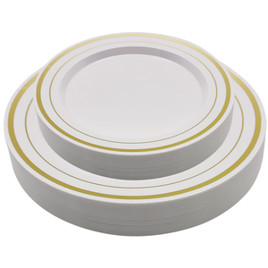 120 Pieces Gold Rim <strong>Dinner</strong> <strong>Set</strong> <strong>Plastic</strong> Dinnerware <strong>Set</strong> for Party or Wedding - Product Image 6