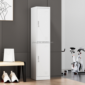 Armoire de rangement verrouillable à deux niveaux en acier laminé à froid, casier en fer à deux portes pour bureau, école, salle de sport - Product Image 2