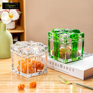 Grand <span class=keywords><strong>sucrier</strong></span> en <span class=keywords><strong>verre</strong></span> cristal <span class=keywords><strong>vintage</strong></span> de style européen avec couvercle et nœud, idéal pour les fruits secs et les bonbons - Product Image 2