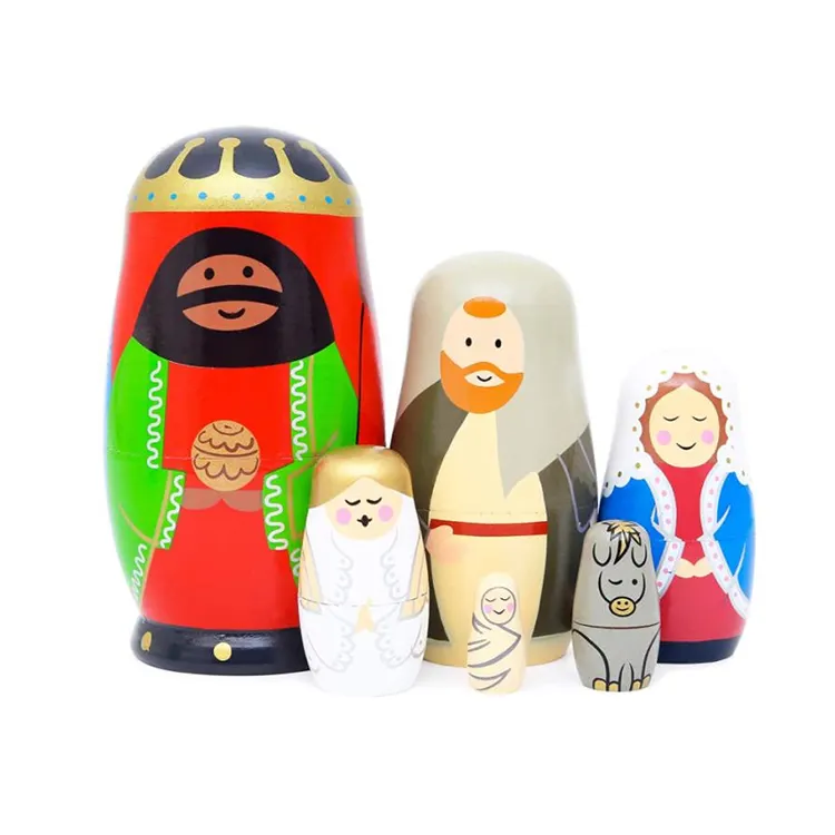 Customize Hand Painting Handmade Wooden Craft Russian Animal Nesting Dolls Russian Doll Toys Matryoshka