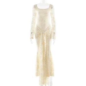 <span class=keywords><strong>Vestido</strong></span> Casual sin Espalda de Manga Larga con Cintura Alta, Tirantes, Sexy, con Encaje y Diseño de <span class=keywords><strong>Sirena</strong></span>, Ajustado, para Primavera/Otoño - Product Image 5