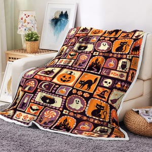 Couverture en flanelle Halloween Citrouille Fantôme Crâne, Plaid, Couverture de sieste, Décoration de fête, Cadeau d'horreur, Douillette, Chaude, Ultra douce - Product Image 1
