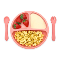 Assiettes à ventouse rondes en silicone incassables, antidérapantes, 100 % sans BPA, de qualité alimentaire, pour bébés et tout-petits