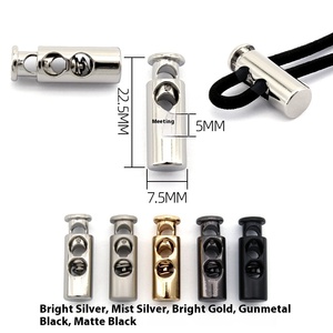 Hebilla de ajuste de doble cabezal de aleación de zinc sin níquel con técnica de chapado, tipo nariz de cerdo, para cuerda elástica, venta al por mayor - Product Image 2