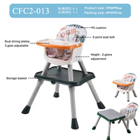 Chaise haute pliable multifonctionnelle Clafbebe à 4 modes, chaise haute en plastique convertible, table de jeu pour enfants, 0-12 mois