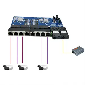 Poe switch 8 port serat optik, switch eternet gigabit terbalik konverter serat optik