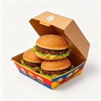 Boîte à hamburger jetable personnalisée de qualité alimentaire, en carton résistant à la graisse, pour vente en gros, restauration rapide à emporter, fourniture OEM