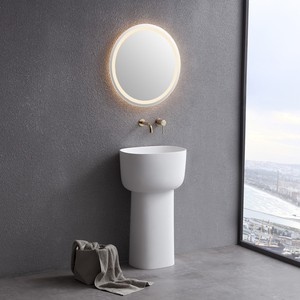 Lavabo sur pied moderne blanc rond pour salle de bain, vente en gros, fabricant - Product Image 1
