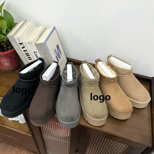 ספל מותאם אישית חם עור מטושטש עגל מקורה חיצוני שלג בחורף fluffy sheppy עם pvc insole unisex - Product Image 1