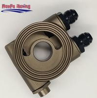 Adaptor Pelat Sandwich Pendingin Oli Termostatik Aluminium CNC Berkinerja Tinggi HaoFa dengan Port 10AN & Sensor untuk Mesin