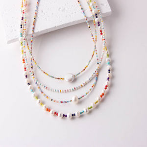 قلادة عنق زجاجية أنيقة من لؤلؤ المياه العذبة على الطراز المكسيكي للنساء سلسلة ذهبية من الخرز الملون سلسلة قلادة هدايا للحفلات - Product Image 2
