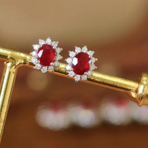 Aimgal gioielli AU750 oro 18K 1ct rosso vivo naturale <span class=keywords><strong>rubino</strong></span> <span class=keywords><strong>orecchini</strong></span> alla moda ciondolo per festa di nozze o regalo - Product Image 5