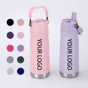 Custom Vacuum Insulated Stainless Steel Outdoor Sport Water Bottle 22oz 18 oz Water Bottle With Straw Lid and Portable Handle - Product Image 1