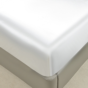 Satin không thấm nước bedsheet rắn đầu tấm gối polyester trắng đen được trang bị tấm - Product Image 5