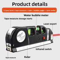 Niveau laser industriel HYTD HY-BPHR rouge avec ruban à mesurer intégré 3mm/5m, auto-nivelant, alimenté par batterie, garantie 1 an, pour bricolage à domicile