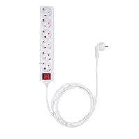 Multiprise 6 prises Schuko avec interrupteur principal, rallonge EU F, 16A 250V, en cuivre et ABS, affichage LED, câble de 1m pour l'Europe