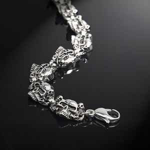 Pulsera de calavera gruesa para hombre, brazalete de Color hecho a mano, PUNK, gótico, delicado, regalo para novio - Product Image 3