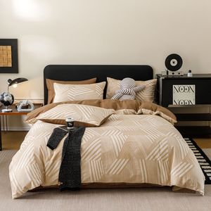 Juego de Ropa de Cama de Algodón 100% con Rayas Geométricas, Estilo Nórdico, Juego de Funda Nórdica para las Cuatro Estaciones, para el Hogar, Dormitorio, Hotel - Product Image 1