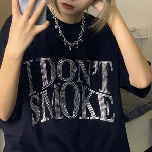 T-shirt en strass personnalisé, nouvelle arrivée, streetwear, faible MOQ, unisexe - Product Image 4