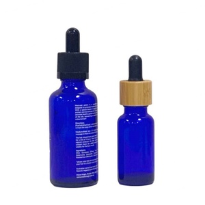 Envase Cosmético de Vidrio Azul Cobalto Vacío de 30ml 50ml 60ml, Botella Redonda para Aceites Esenciales con Gotero - Product Image 1