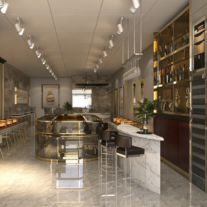 Armoire de présentation en verre luxueux avec cadre doré, éclairage LED, forme d'arc, dimensions personnalisables et résistante - Product Image 4