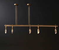 Luminaire suspendu linéaire moderne de style nordique, luminaire suspendu simple, salon, salle à manger, couleur bronze, luminaire suspendu à 3 têtes
