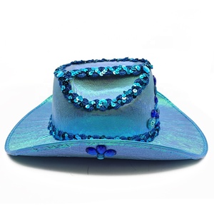 Sombrero Vaquero Brillante con Purpurina para Festivales <span class=keywords><strong>de</strong></span> Música Rave, Discotecas, Accesorio <span class=keywords><strong>de</strong></span> Moda Y2K, Atuendo <span class=keywords><strong>de</strong></span> Estilo Occidental, Accesorio para la Cabeza, Estilo <span class=keywords><strong>Disco</strong></span> Espacial - Product Image 4
