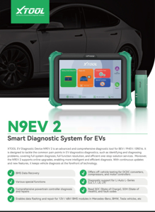 ระบบวินิจฉัยอัจฉริยะ Xtool N9EV 2 รองรับ DoIP และ CAN-FD ตรวจจับแบตเตอรี่ สำหรับการวินิจฉัยรถยนต์เทสล่า อ่านข้อมูล ECU - Product Image 3