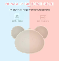 Vente chaude Ensemble d'alimentation pour bébé en silicone écologique non toxique avec un design d'ours de dessin animé Assiette pour tout-petit