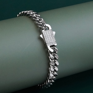 Bracelets cubains Miami, bijoux hip-hop, breloques, chaînes gourmettes polies miroir, acier inoxydable, sertissage CNC CZ, qualité supérieure - Product Image 1