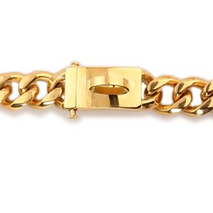 Collar de cadena de eslabones cubanos de perro Rottweiler de acero inoxidable chapado en oro de 18 quilates - Product Image 6