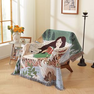 <span class=keywords><strong>Tapisserie</strong></span> murale jacquard en coton tissé, motif floral léopard des neiges afghan, moderne, écologique, artistique, pour lecture, style boutique - Product Image 4