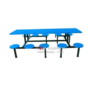 Muebles de <span class=keywords><strong>Comedor</strong></span> <span class=keywords><strong>para</strong></span> Cantina Escolar, <span class=keywords><strong>Mesa</strong></span> de Plástico con Estructura Metálica y Banco Combinado <span class=keywords><strong>para</strong></span> Cafetería - Product Image 4