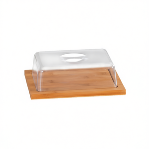 Cúpula para queso con base de madera y tapa transparente para servir y almacenar - Product Image 2