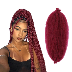 Grosir kualitas tinggi 24 "lembut pre-fluffed terpisah Afro Kinky keriting jumlah besar ekstensi rambut <span class=keywords><strong>Crochet</strong></span> sintetis putaran Kuba - Product Image 1