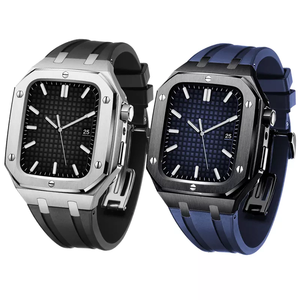 Kit de rénovation de luxe <span class=keywords><strong>AP</strong></span> boîtier en acier inoxydable et bracelet de montre en caoutchouc 45mm 44mm pour Apple Smart Watch Series 6 7 SE Band - Product Image 1