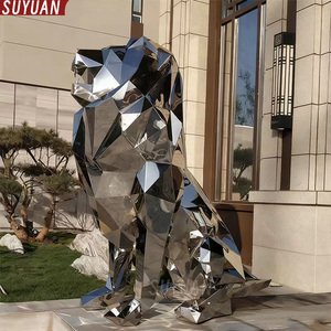 Custom Rvs Outdoor Leeuw Sculptuur Grote Roestvrijstalen Dier Geometrische Oppervlakken Metaal Zijn Leeuwbeeld Sculptuur - Product Image 5