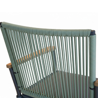 Fauteuil de jardin HOMFUL, structure en aluminium, dossier en corde tressée, coussin d'assise de 5 cm, pour terrasse, jardin, balcon.
