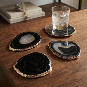 Luxury High Quality <b>Resin</b> Agate Coasters Set with Gold Edge | Handmade <b>Epoxy</b> <b>Resin</b> Drink Coasters | <b>Table</b> Decor Home Gift - Product Image 1