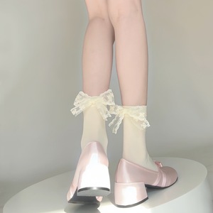 Kadınlar Seksi Dantel Yay Moda Ultra-ince Şeffaf Yaz Japonya Tarzı Içi Boş Örgü Ekip Çorap Harajuku Retro Uzun <span class=keywords><strong>Kawaii</strong></span> Çorap - Product Image 5