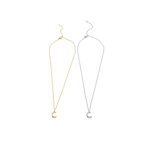 Collar con Colgante de Diamante en Forma de Letra C, Cadena de Acero Inoxidable de 6 mm, Estilo Collar - Product Image 3