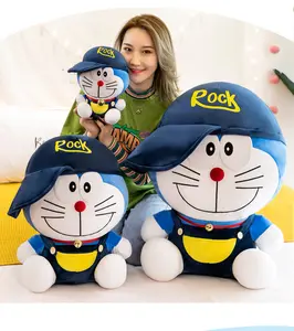 창조적 인 디자인 Kawaii 도라에몽 멀티 표현 박제 고양이 봉제 장난감 통통한 파란색 옷을 입은 인형 어린이 생일 선물